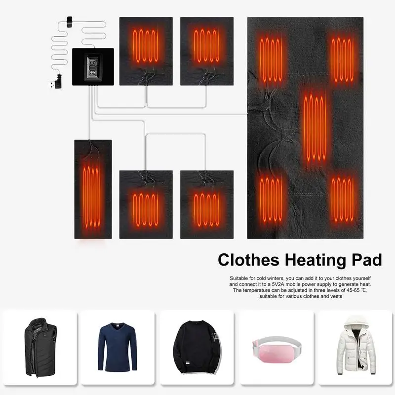 Clothes Heating Pad USB Heated Cloth Heater USB Electric Heating Element Film Heater Pads 5V Carbon Fiber Heating Pad