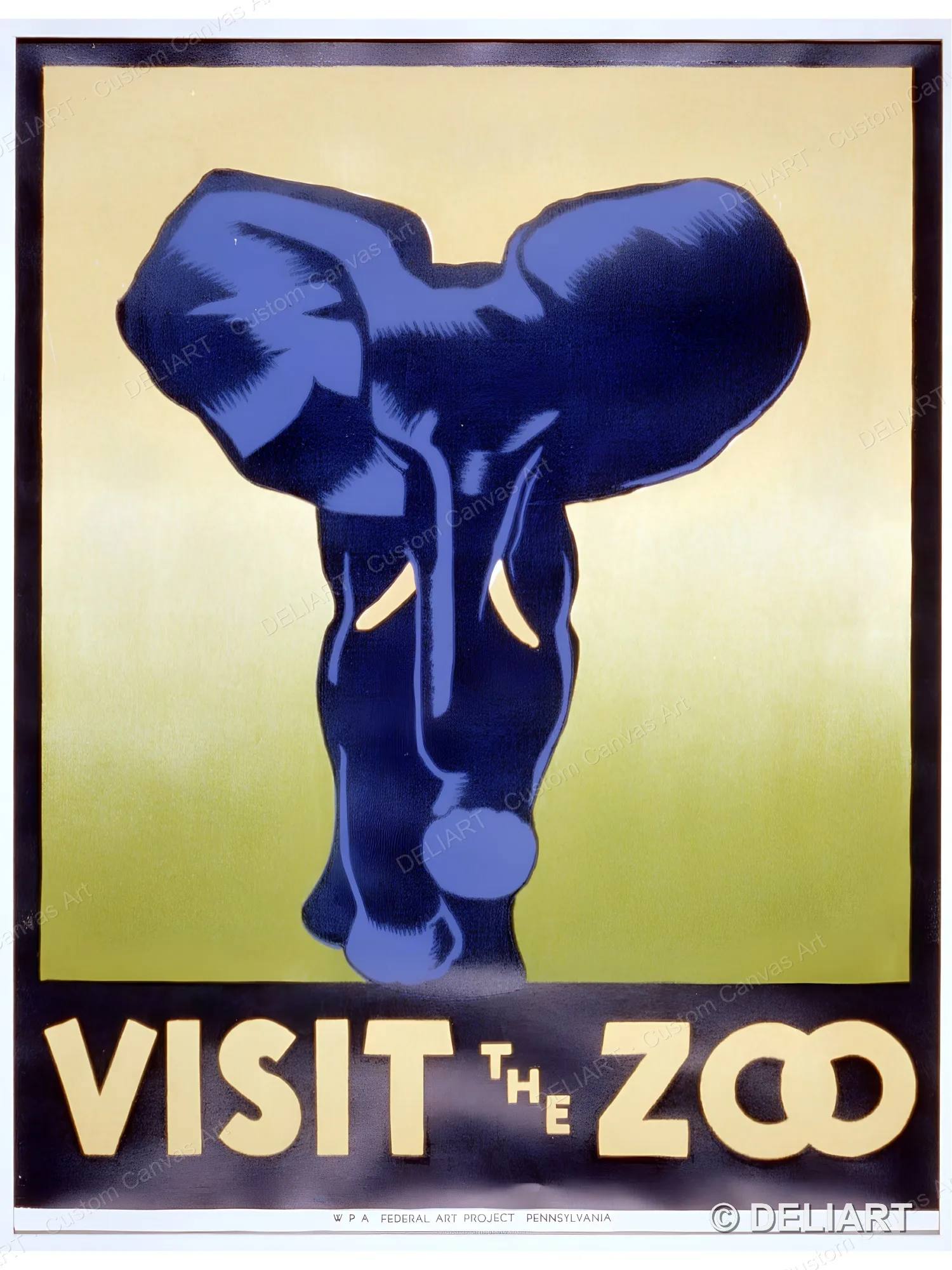 Visit the zoo Vintage WPA Retro Canvas Wall Art Poster Print Zoo Aquarium Animal Retro 1930s Kids Room Home Decor Unframed