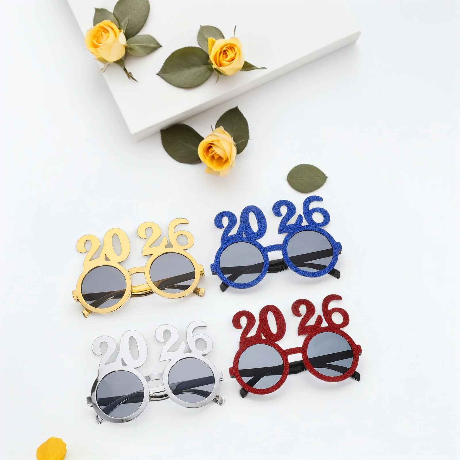 

4Pcs 2026 New Year Party Glasses Novelty Colorful Eyewear for Holiday Celebration Photo Props New Year Photo Glasses