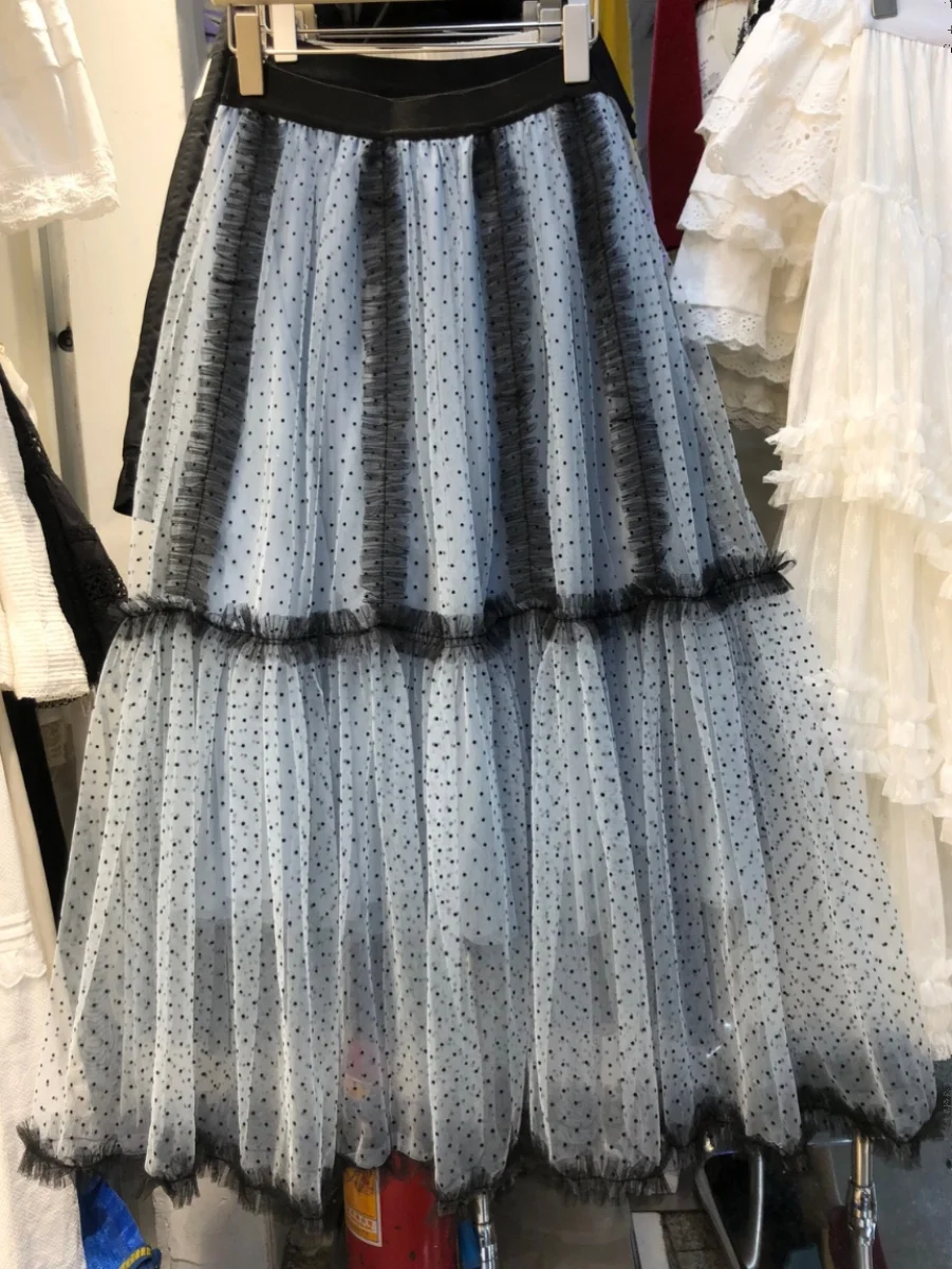 

Весна 2025: Новая коллекция! Изысканная расклешенная юбка макси с оборками, стройнящая, с завышенной талией, А-силуэт, миди.