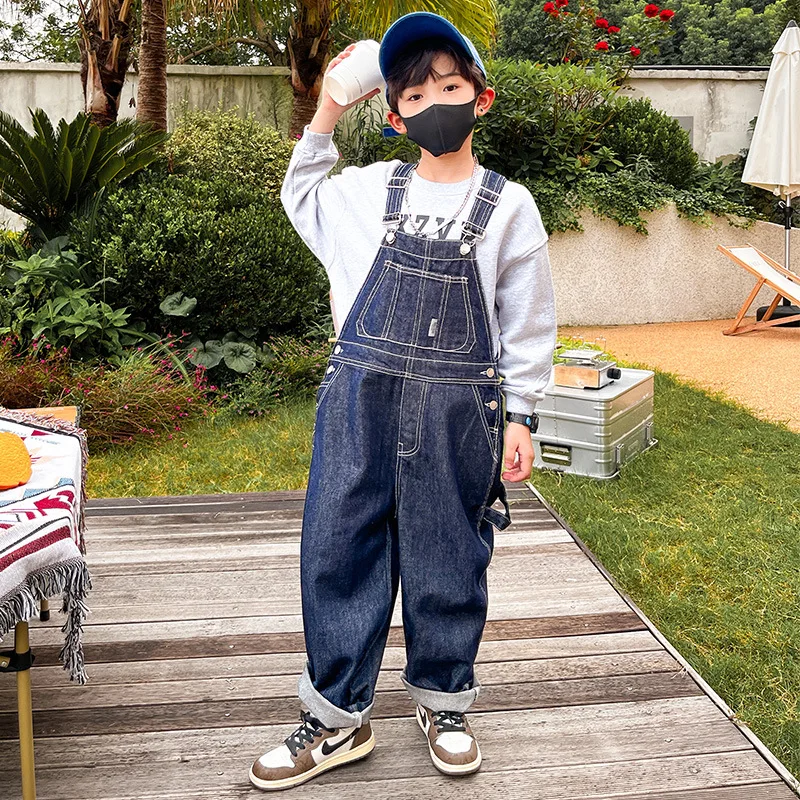 New Retro Boys Overall Jumpsuit Student School Wear Vintage Jeans Overalls Teen Kids Jumpsuit Children Pants Clothes 4-14 Years