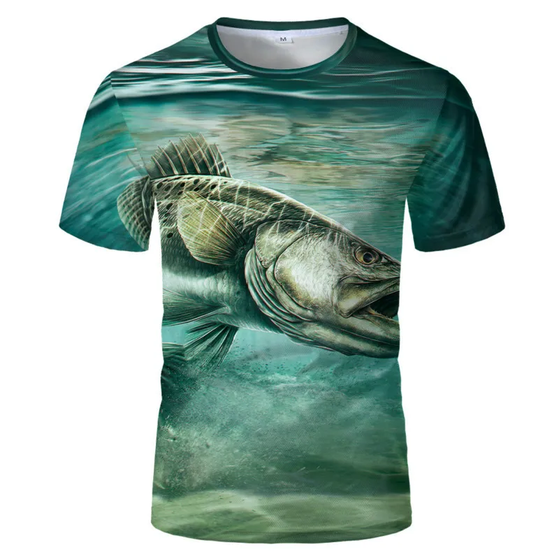 2022 Fishing Harajuku Summer New Men and Women Cartoon T-shirt 3D Printing Round Neck Shirt Street T-shirt Oversized