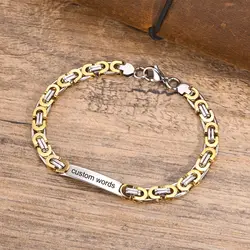 Mprainbow Customized Steel Men's Bracelets,Free Personalized Carving Name Sentence Carving Friend Writing Wristband,Jewelry Gift