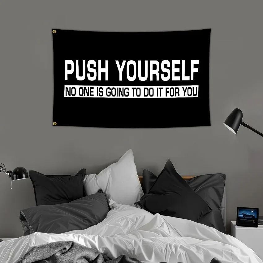 Discipline Inspirational Flag 3x5FT Push Yourself Motivational Banner for Gym Bedroom and Training Room