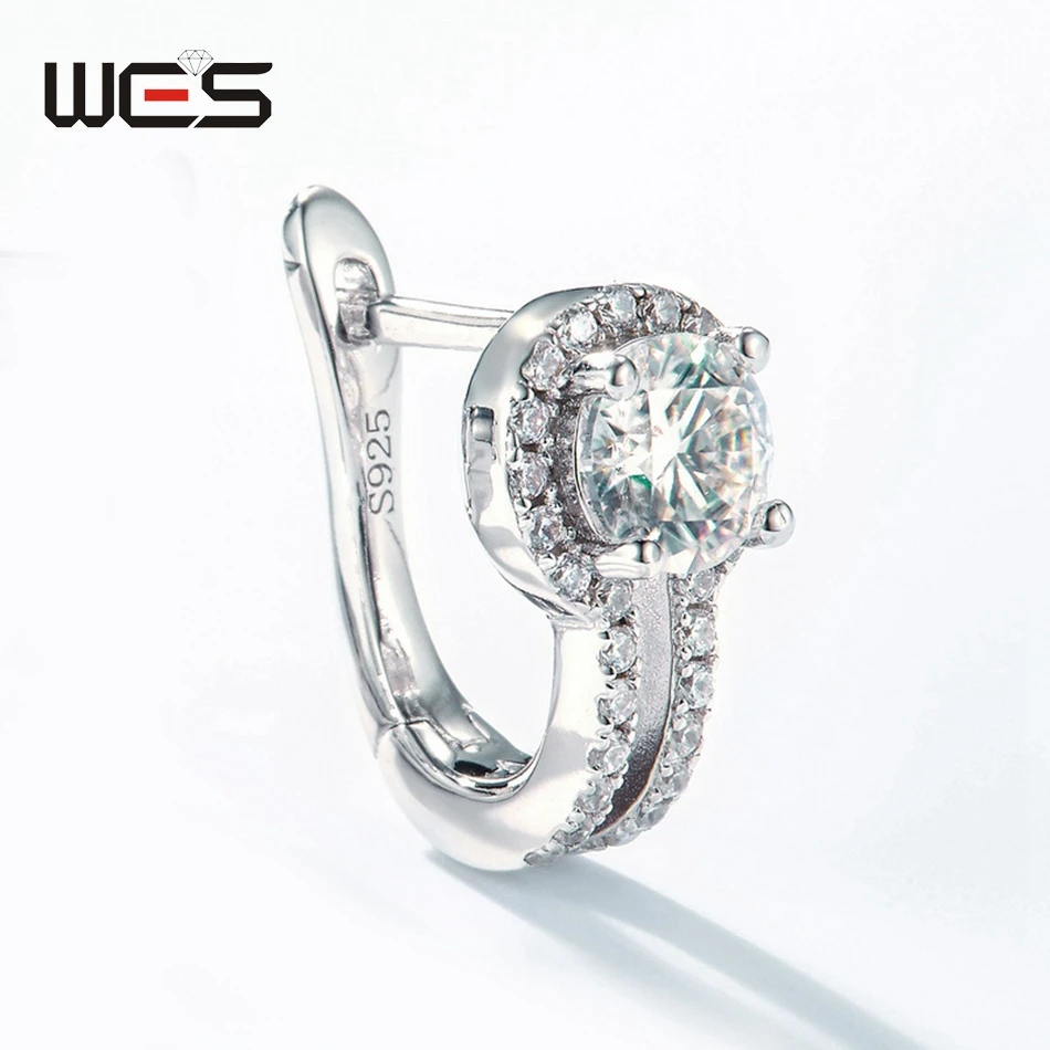 WES 925 فضة 0.9ct VVS1 D اللون مويسانيتي وأقراط للمرأة معتمد GRA مجوهرات الزفاف هدايا عيد الحب #4