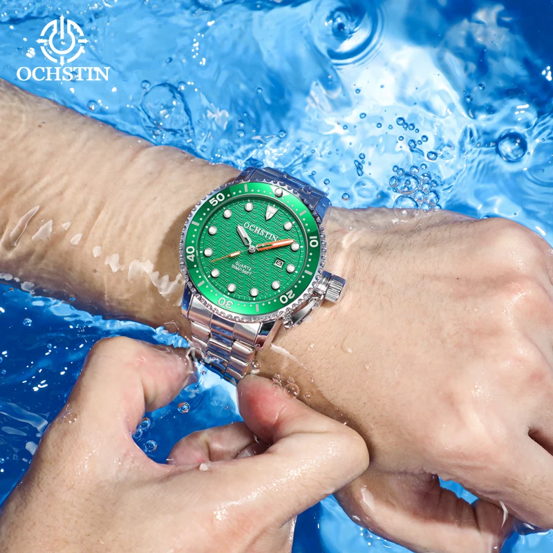 OCHSTIN Montre à quartz pour homme avec grand cadran et bracelet en acier inoxydable, mouvement stable pour une utilisation quotidienne longue durée