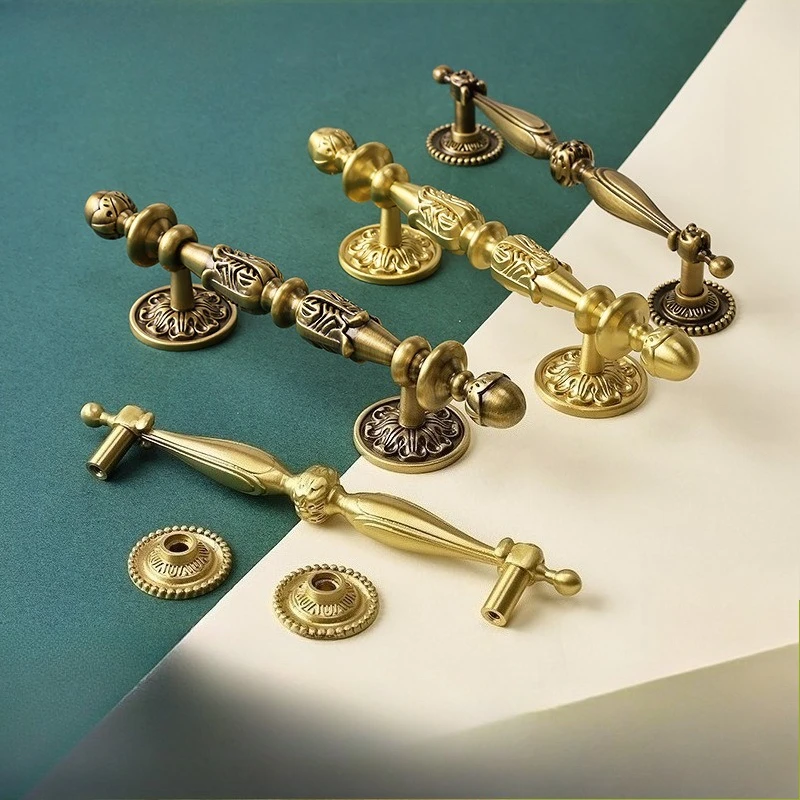 

Американские роскошные ручки для шкафа, резные ручки для ящиков, элегантные ручки для комода, винтажный стиль