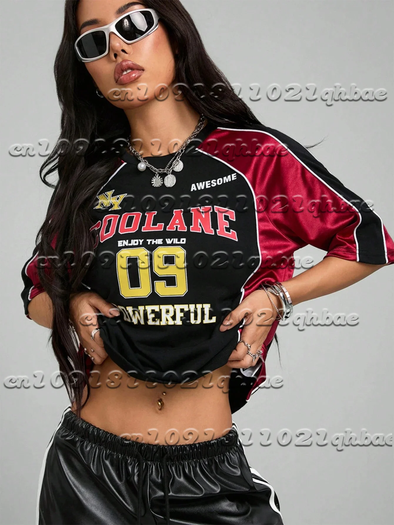 

Women's Spring/Summer Concert Digital 3D Pattern Colorful Baseball Shirt Black T-shirt Quick drying Casual Sports Short Sleeve