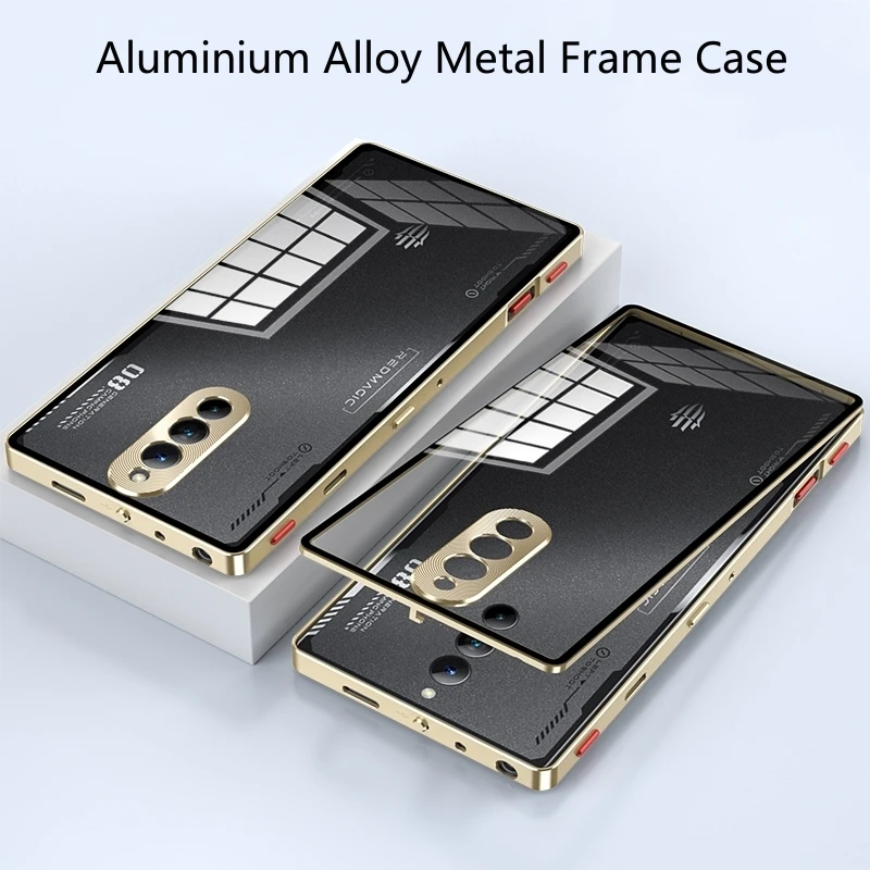 Aluminium Alloy Metal Frame Case For Red Magic 8 Pro Case Transparent Phone Acrylic Back Cover For ZTE RedMagic 8S Pro Plus