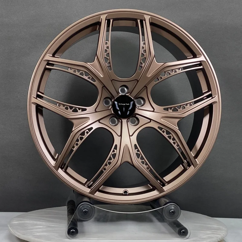 Customized Lightweight Aluminum Alloy 6061-T6 Strong 18 19 20 21 22 Inch Five Holes Matte Deep Bronze Aluminum Forged Car Rims