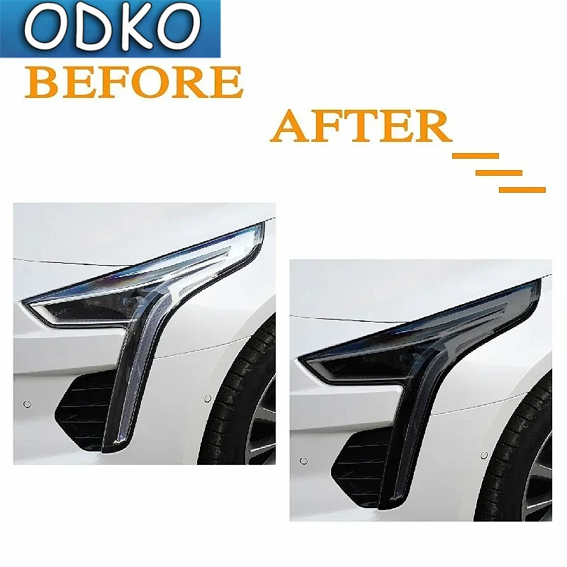 Car Headlight Protection Tint Film Smoke Black Transparent TPU Front Light Sticker For Cadillac Escalade CT4 CT5 CT6 Accessories