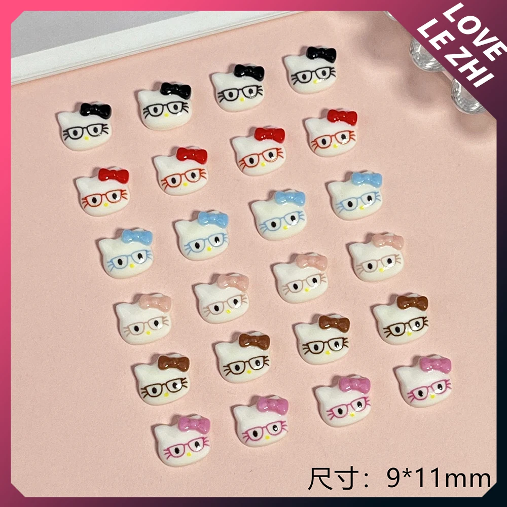 20 pz Sanrioed occhiali da vista Hellos Kittys colore accessori per unghie fai da te resina miscelazione Charms Bowknot forniture di gioielli regalo per ragazze