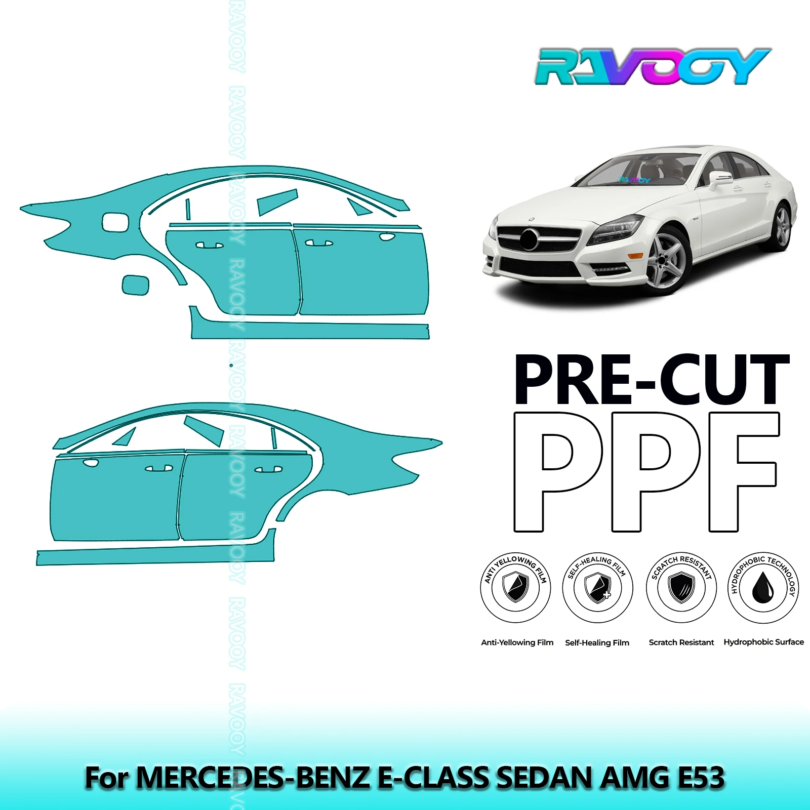 

For Mercedes-Benz CLS Class 550 2012-2014 8.5mil Clear Matte Pre-Cut PPF Door & A/B Pillar Kit TPU Paint Protection Film Set