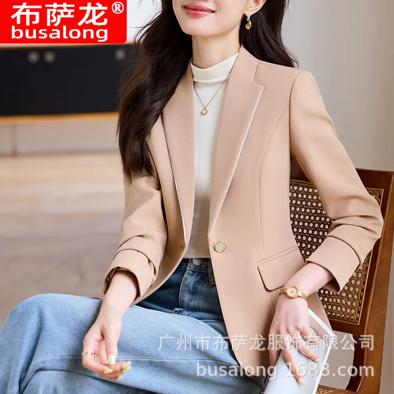 

2025New Stylish Fashion Suit Casual Women's Long Sleeve Professional Blazer Formal Women's Single Jacket Workwear8982