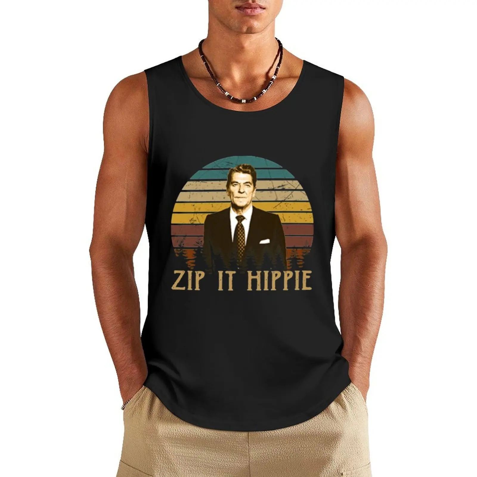 Vintage Ronald Reagan Love Zip It Hippie Tank Top Sports shirt man gym clothes for man t shirt mens gym clothes