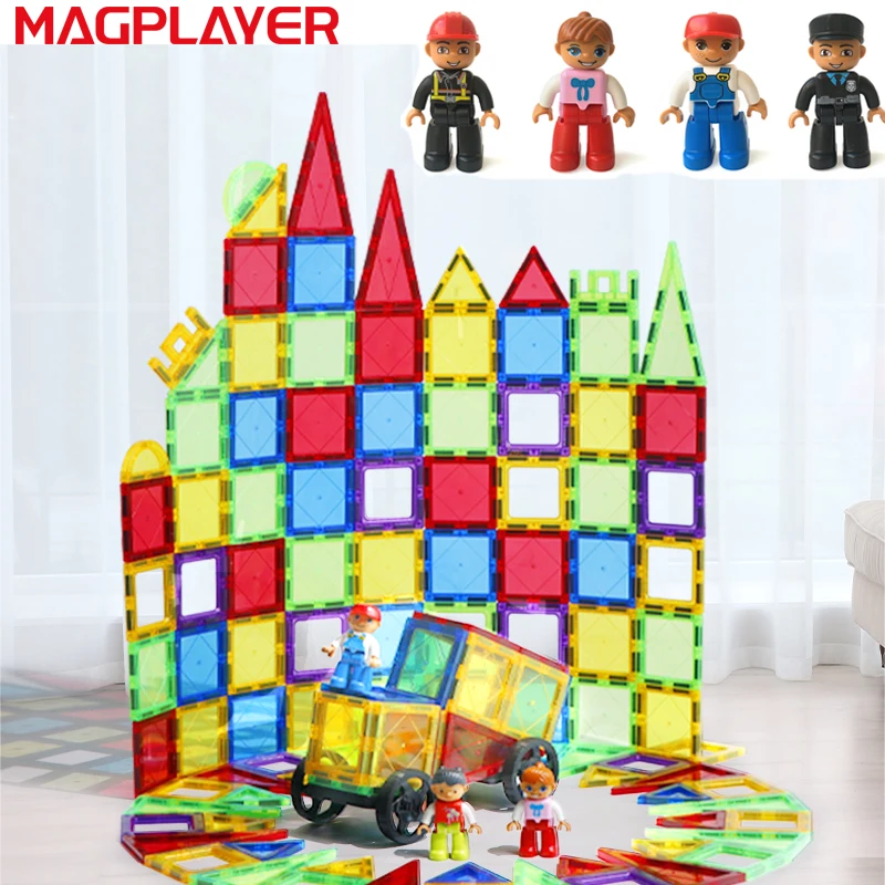 Magplayer Magnetic Lego Figures 4 PCS/Set Toy People Magnetic Blocks Accessories Compatible With Magnetic Tiles Educational Toys