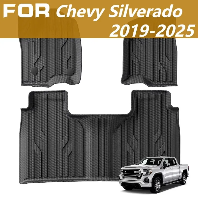 Alfombrillas para Chevy Silverado/GMC Sierra 1500 2019-2025 Crew Cab, 2020-2025 SLV/SRA 2500 3500 HD Crew Cab con almacenamiento de fábrica