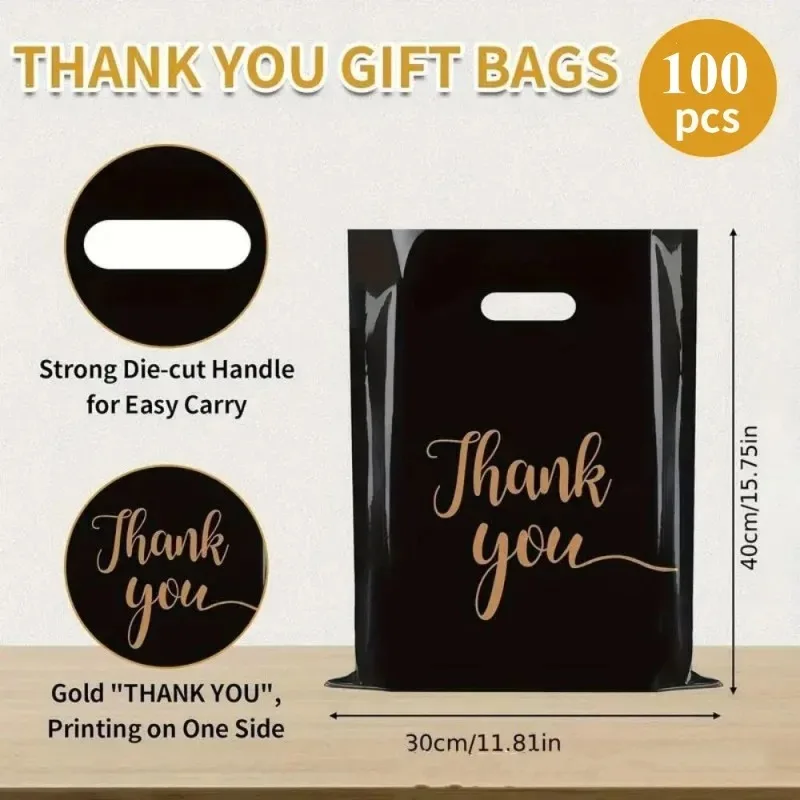 Black/White/Pink Thank You Handle Plastic Clothing Garment Bag DIY Xmas Dress Toys Underwear Women Gifts Portable Pouches - Image 2
