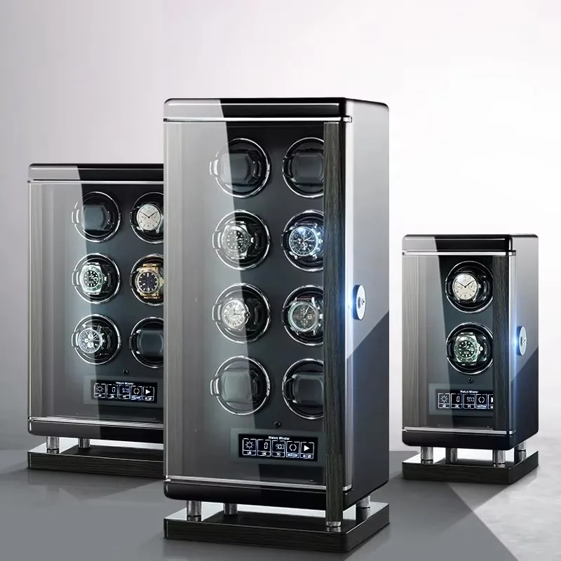 

Automatic Watch Winder Wood Fingerprint Unlock 2 Slots Shaker Mechanical Watch Storage Box Safe LCD Protective Dustproof