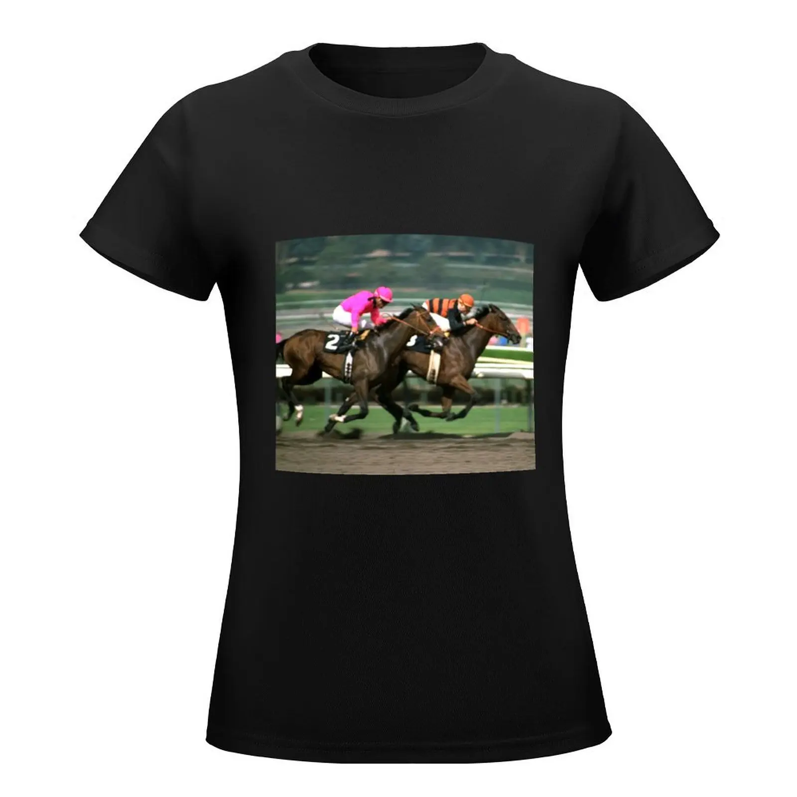 Horse race Poster T-Shirt funny plus size tops korean fashion summer blouses woman 2024