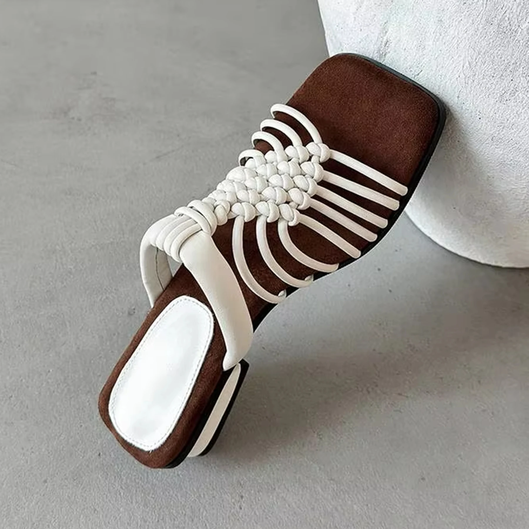 

Krazing Pot, соломенные туфли-лодочки, гладиаторы с открытым носком, элегантные летние туфли на толстом низком каблуке, женские сандалии ручной работы в консервативном стиле Ins