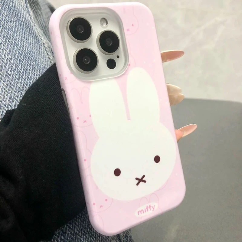 

New Kawaii Miffy Advanced Matte Texture Cartoon Avatar All-inclusive Silicone Soft Phone Case iPhone 16 15 14 12 13 11 Pro Max