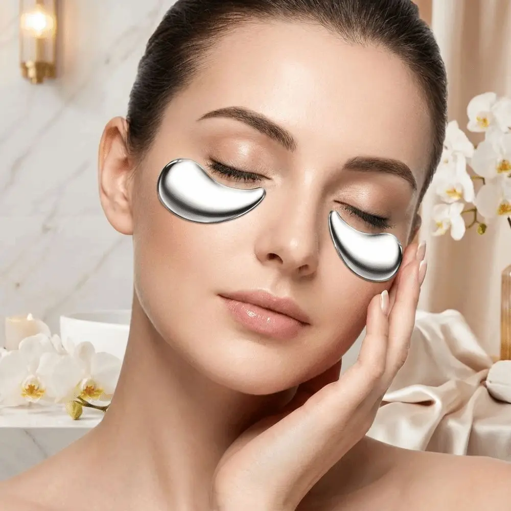 Reusable Stainless Steel Eye Mask Mini Cold Hot Compress Under Eye Cooling Pad Durable Portable Moon Shaped Eye Mask