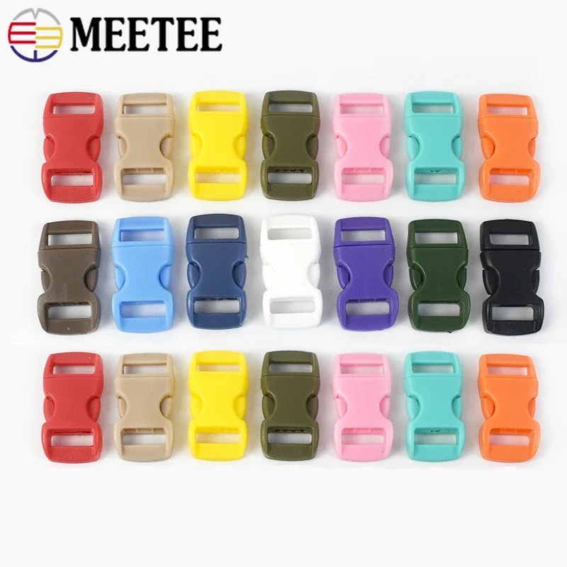 

20/50P 10/15mm Plastic Side Release Buckles Paracord Quick Closure Clip Clasp Curved Backpack Adjuster Hook Dog Collar Accessory