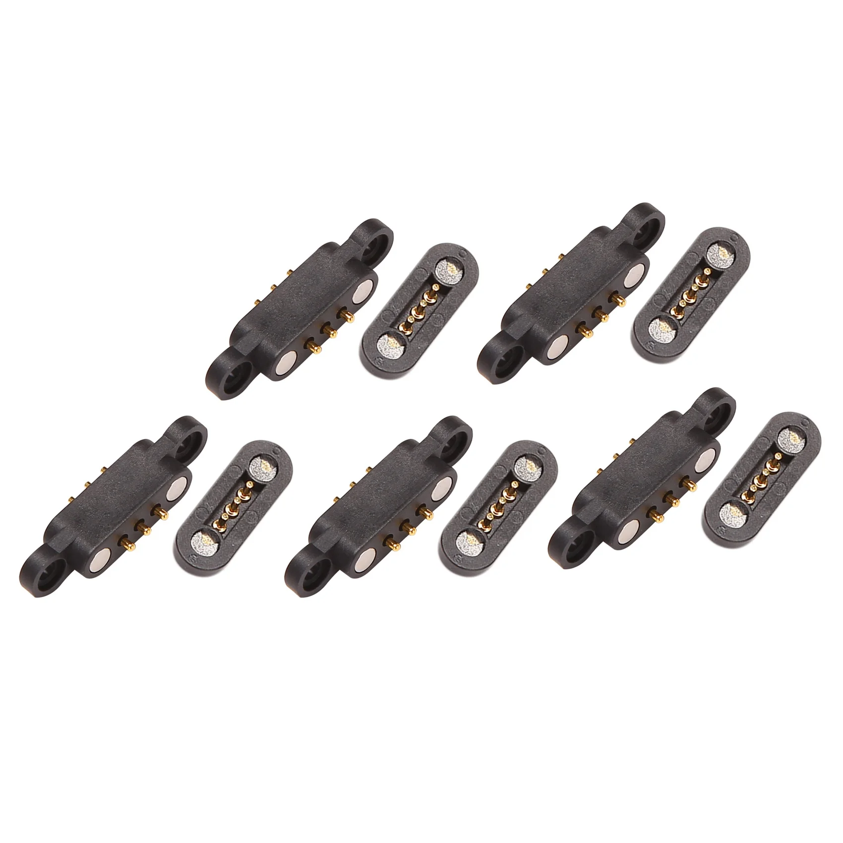 Mola carregada magnética Pogo Pin Connector, através de furos, macho e fêmea sonda, 3 posições ímãs, 2,3mm, 5 pares