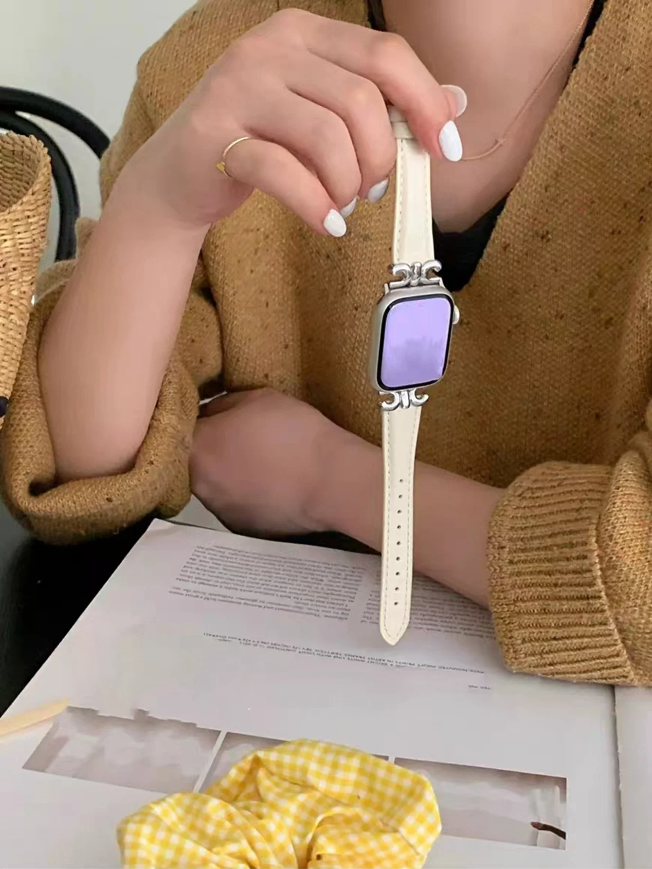 Bonita correa de cuero para Apple Watch band mujer Series Ultra 10/9/8/7/6/5/4/3/2/1 38mm 40mm 41mm 42mm 44mm 45mm 46mm Correa