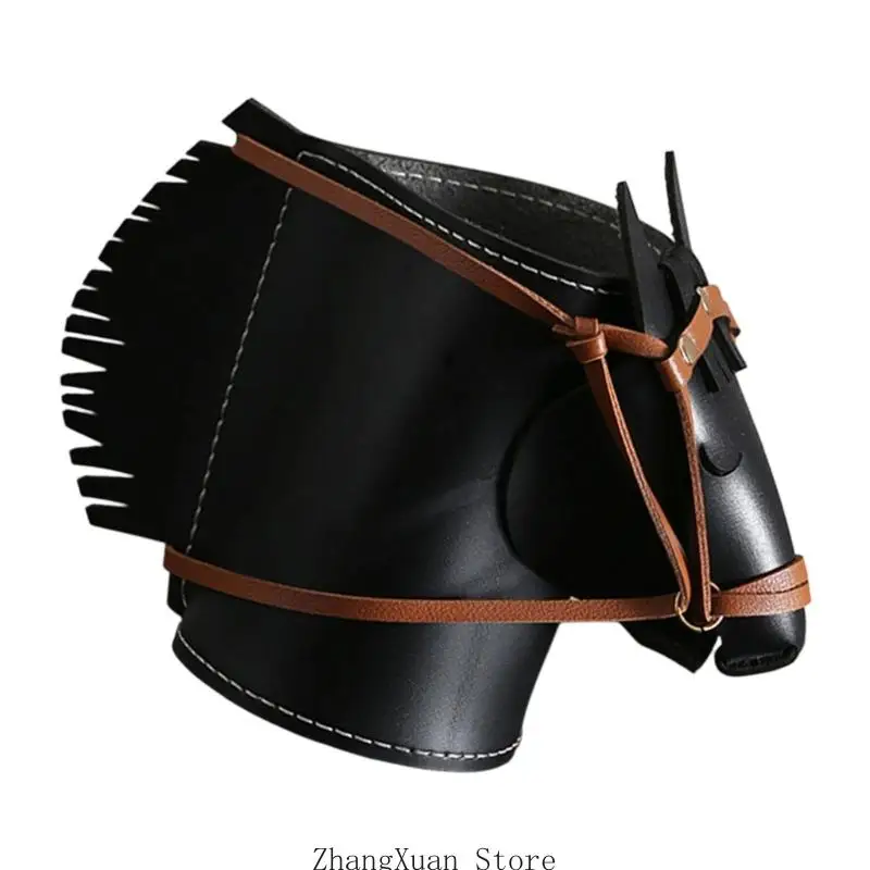 Horse Head Desk Catchall Aufbewahrungsbehälter in Lederoptik mit genähter Verzierung für Büroschreibtisch, Eingangstisch oder – Detail 7