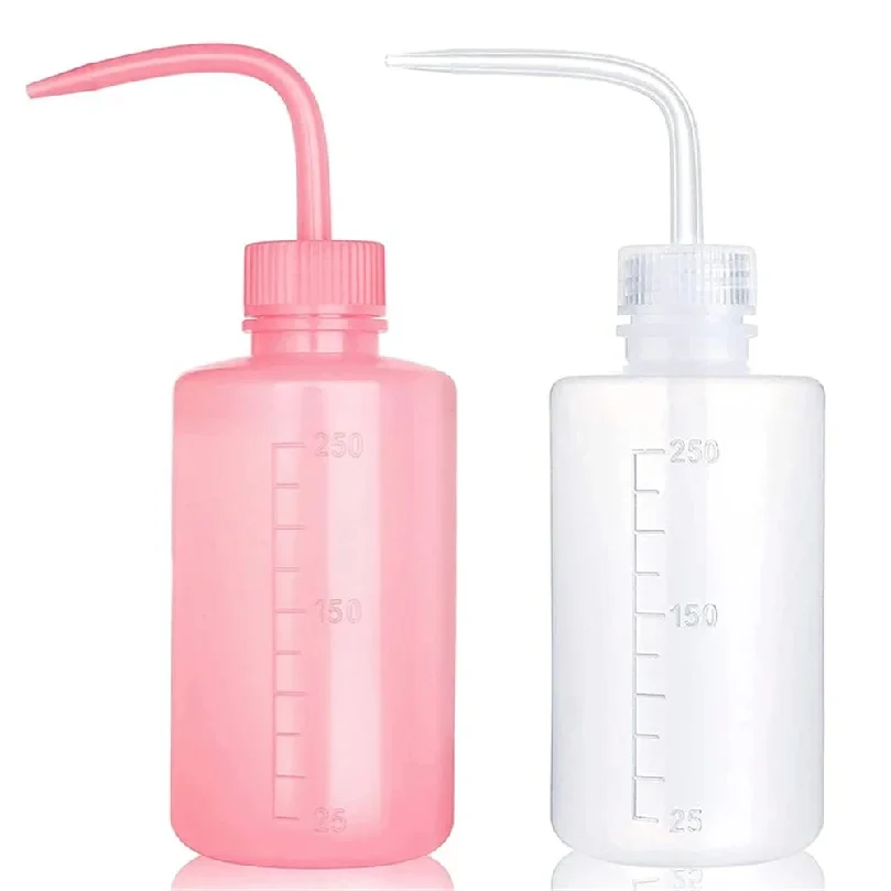3Pc 250/500ml Plastic Bottle Lab Safety Wash Bottles 250ml eyelash extension cleaning bottle with curved nozzle for beauty salon
