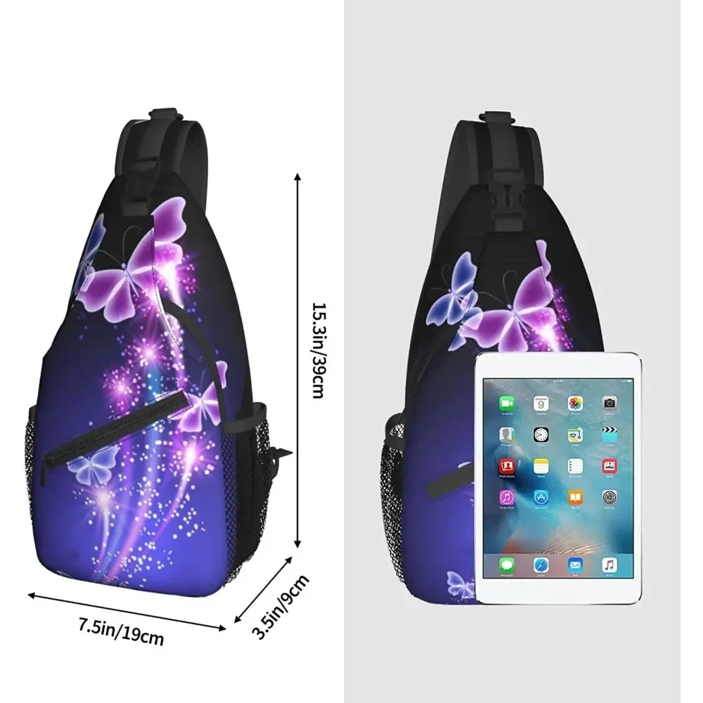 Galaxy Butterfly Sling Backpack Unisex Chest Bags Crossbody Travel Hiking Daypack for Women Men Shoulder Bag for Sport Runners