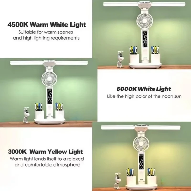 مصباح LED للمكتب والمنزل DN59 مزود بمروحة تبريد ولوحة تحكم بشاشة تعمل باللمس