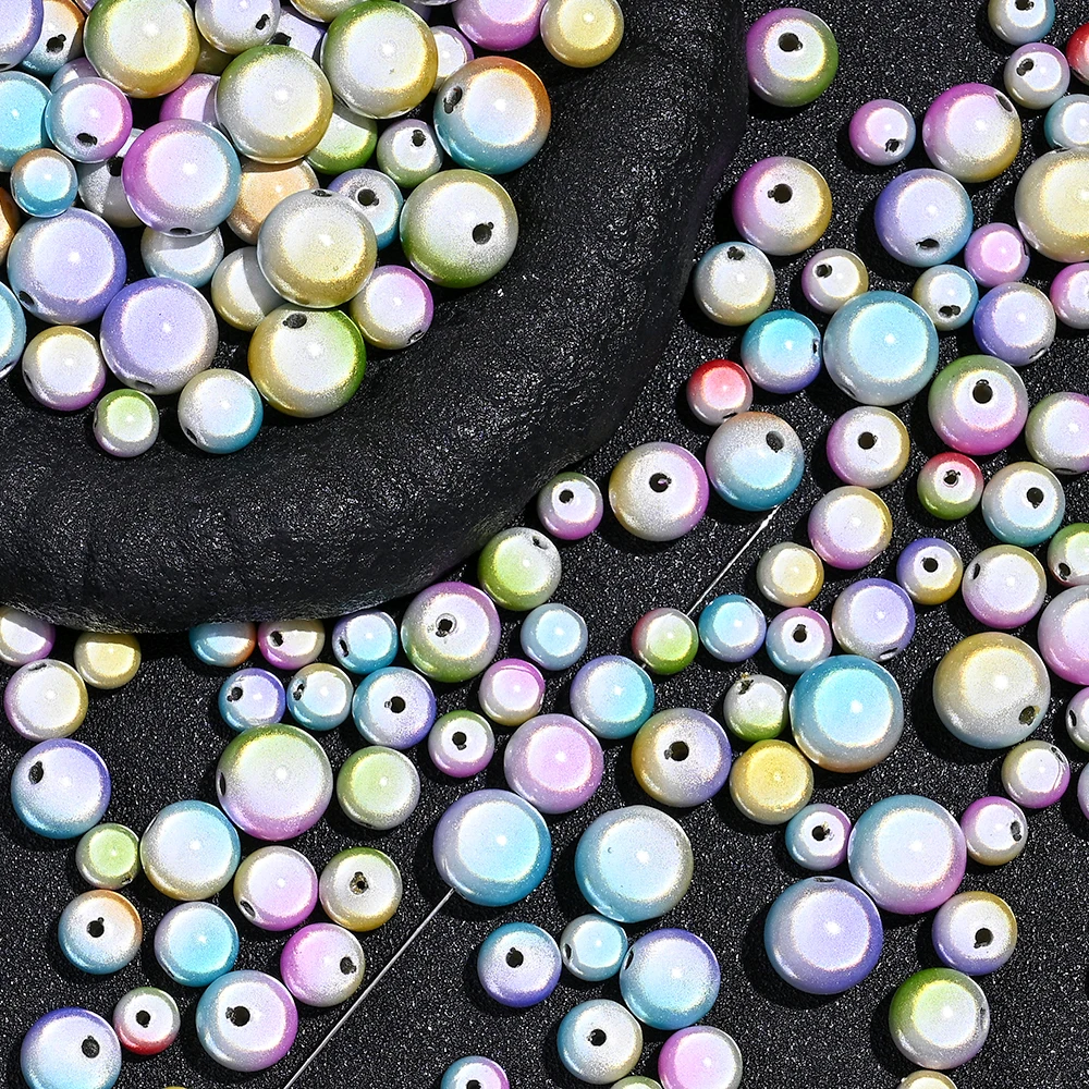 10/50 Stück 8/10/12/14MM Gemischte Acrylperlen Bunte Runde Mattierte Schimmernde Lose Zwischenperlen für DIY Schmuckherstellung und Bastelarbeiten – Detail 6