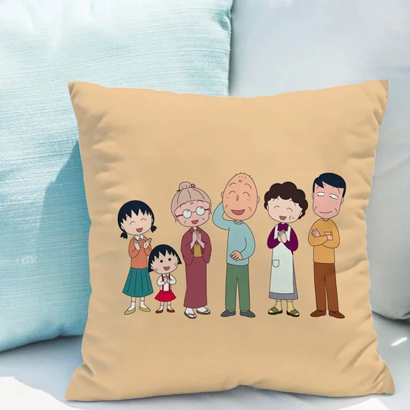 Sofa Cushion Cover 50x50 Chibi Maruko-chan Pillow Covers Decorative Cushions for Bed Pillowcases 40x40 Lounge Chairs Pillowcase