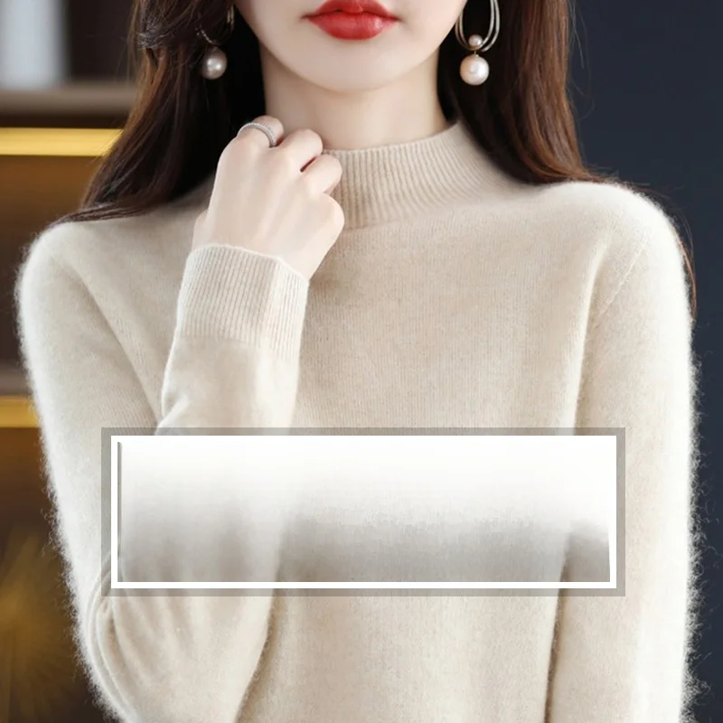 

Autumn Winter Women's Thiened Loose Knitwear f High Collar Base Layer Slimming Sweater Commute Sle Straight Tube Long ...