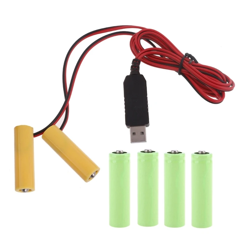 

1 комплект ложных аккумуляторных батарей USB, шнур адаптера питания от 1 до 2 батарей типа АА вместо 3 батарей AA LR6 1,5 В