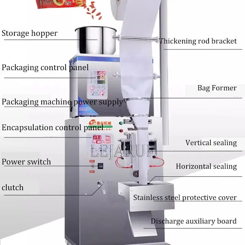 آلة التعبئة الأوتوماتيكية ذات الختم ثلاثي الجوانب، معدات تعبئة السدادة المثبتة لأطعمة الشاي يمكن وضعها يدويًا في آلة التعبئة