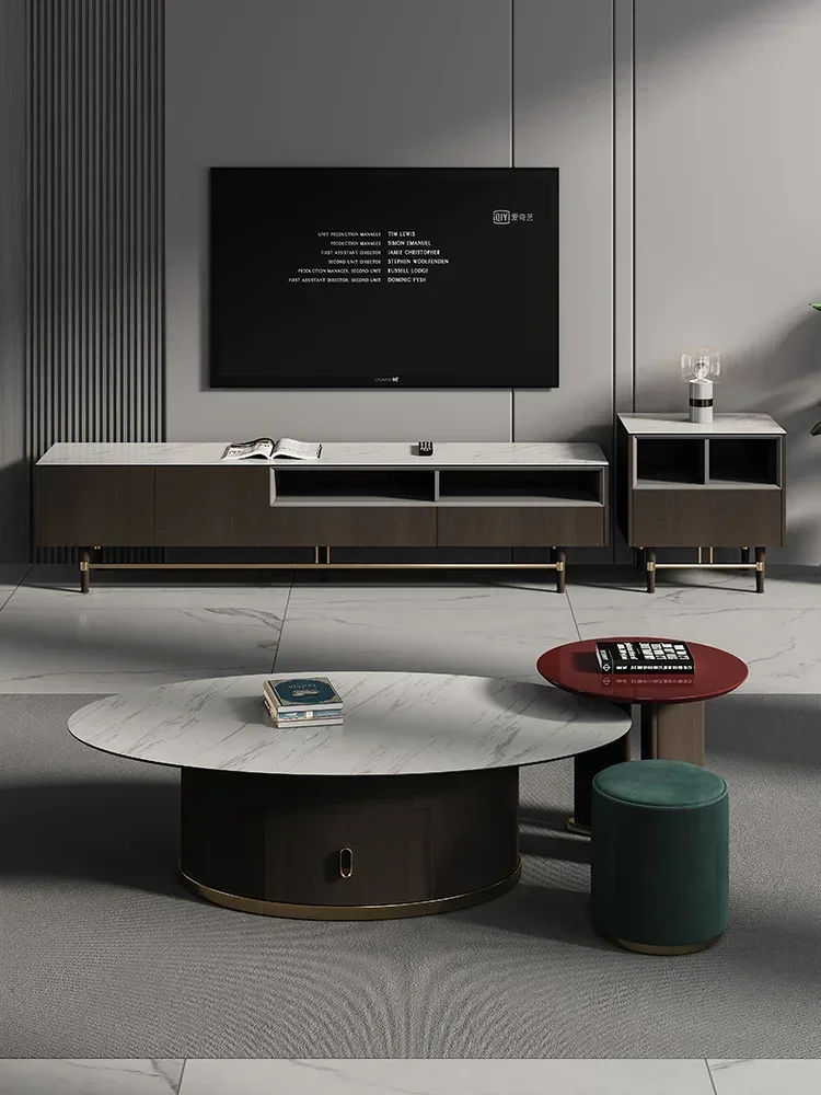 Affordable Long - lasting Composite rock panel TV cabinet, coffee table, minimalist living room, high-end smoky set Superior
