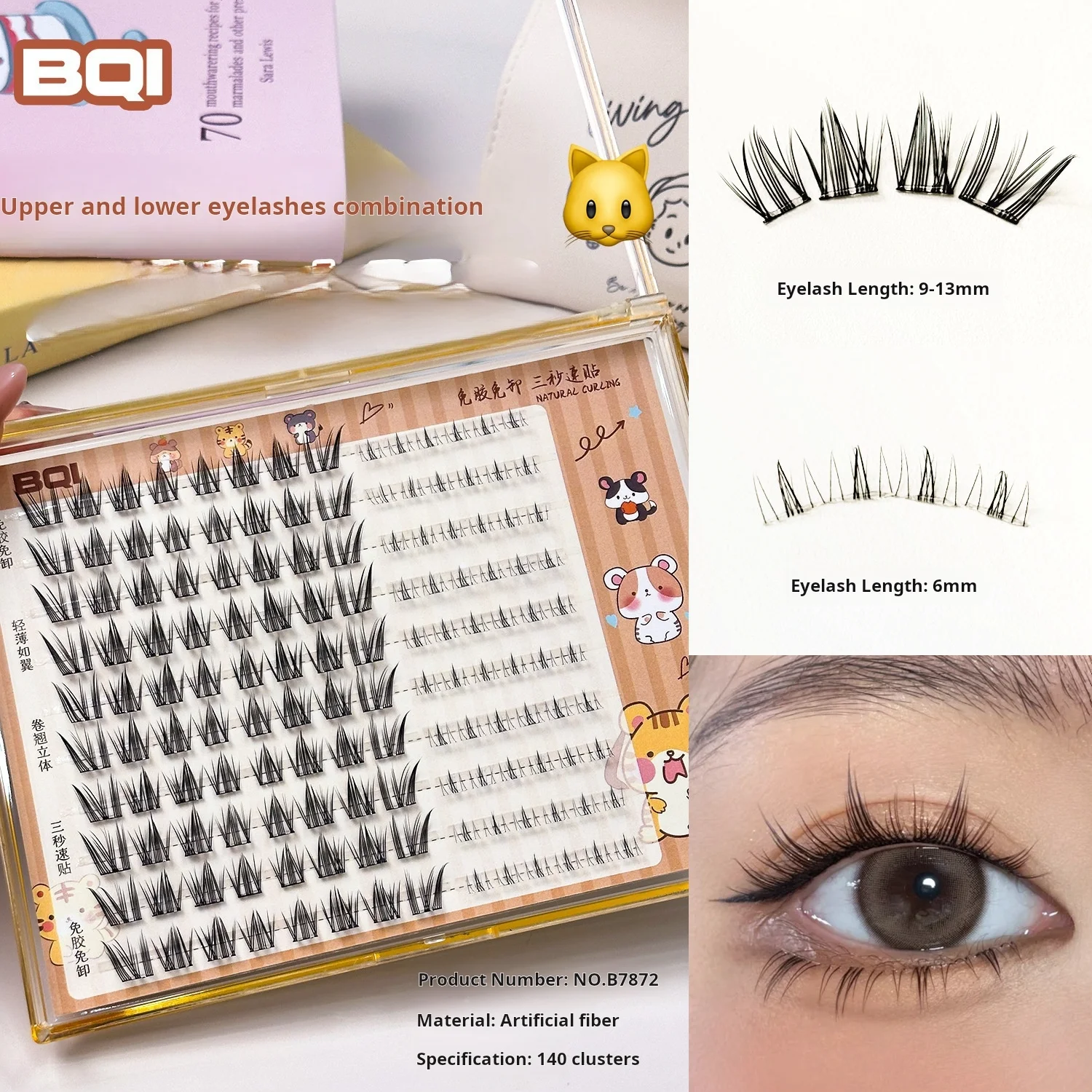 Künstliche Wimpern, großes Volumen, Wimperncluster, Ober- und Unterwimpern-Kombi-Set, natürlich, flauschig, wiederverwendbar, kein Kleber, selbstklebende DIY-Wimpern