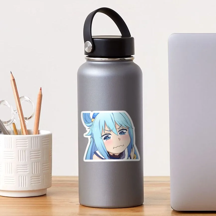 Aqua Konosuba 5PCS Stickers for Background Window Luggage Living Room Home Water Bottles Wall Room Print Decorations Art