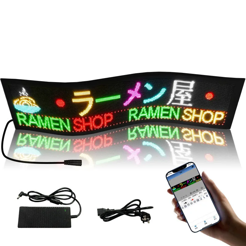 Imagem -06 - Sinal de Tela Led Grande para Publicidade Publicidade Rgb Mensagem de Rolagem Display Board App Dobrável Painel Led Flexível Macio Luzes Traseiras do Carro