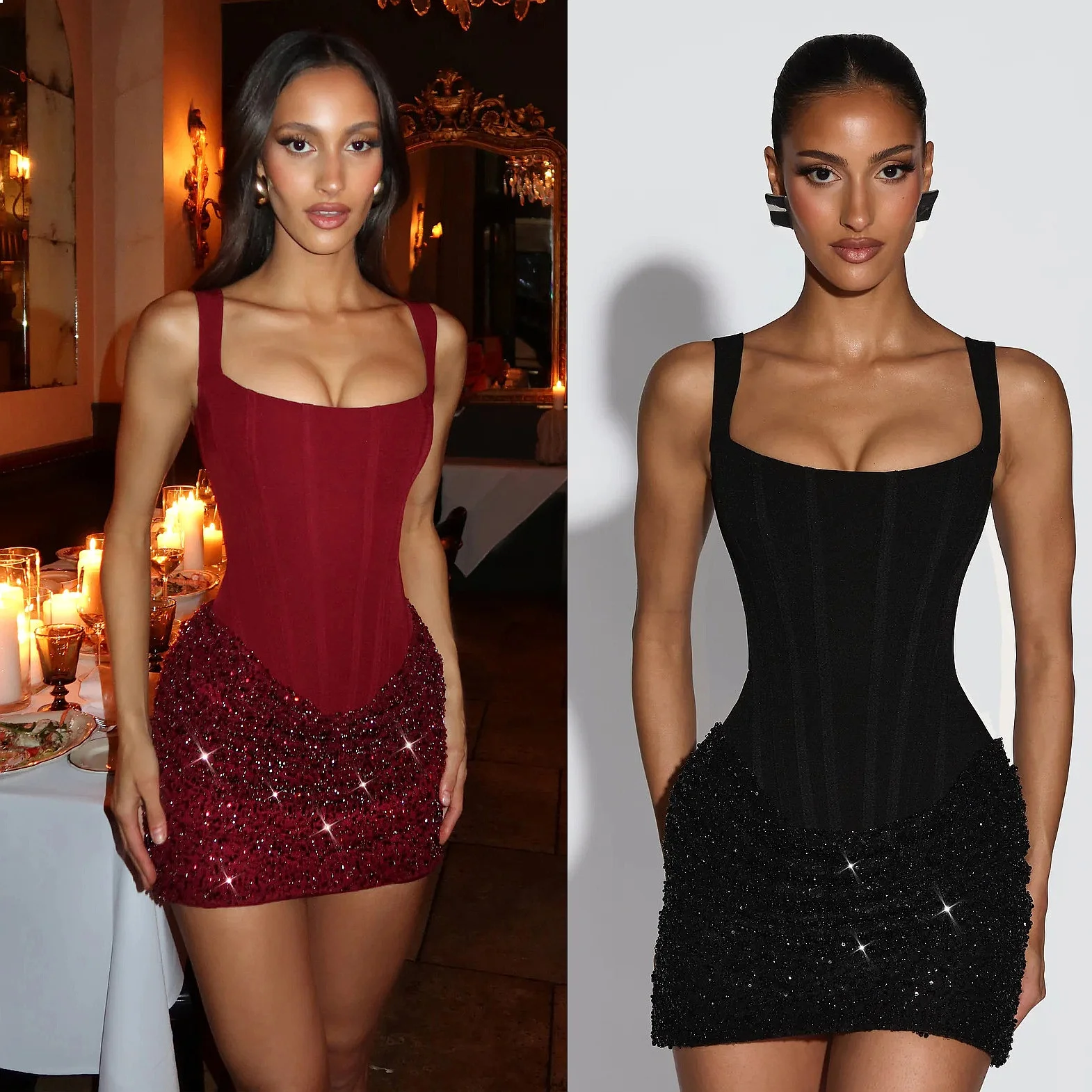 Sparkly Strapless Bodycon Dress Jumpsuit Spring Summer Party Evening Dress