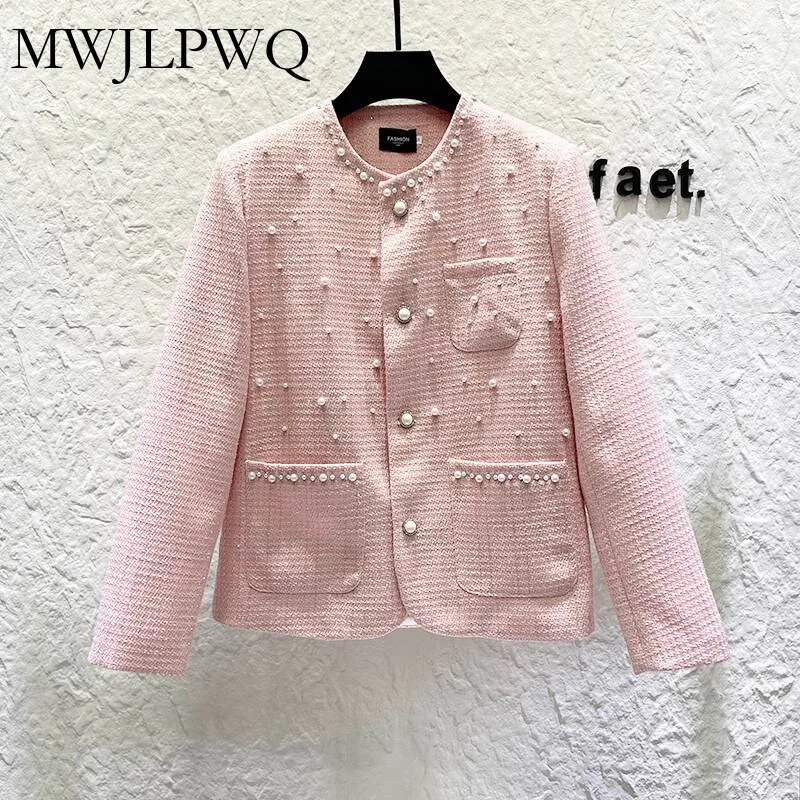 

MWJLPWQ High-end Heavy Beaded Niched Design Jacket Men's High Street Single Breasted Trendy Loose Casual Versatile Tops 020156