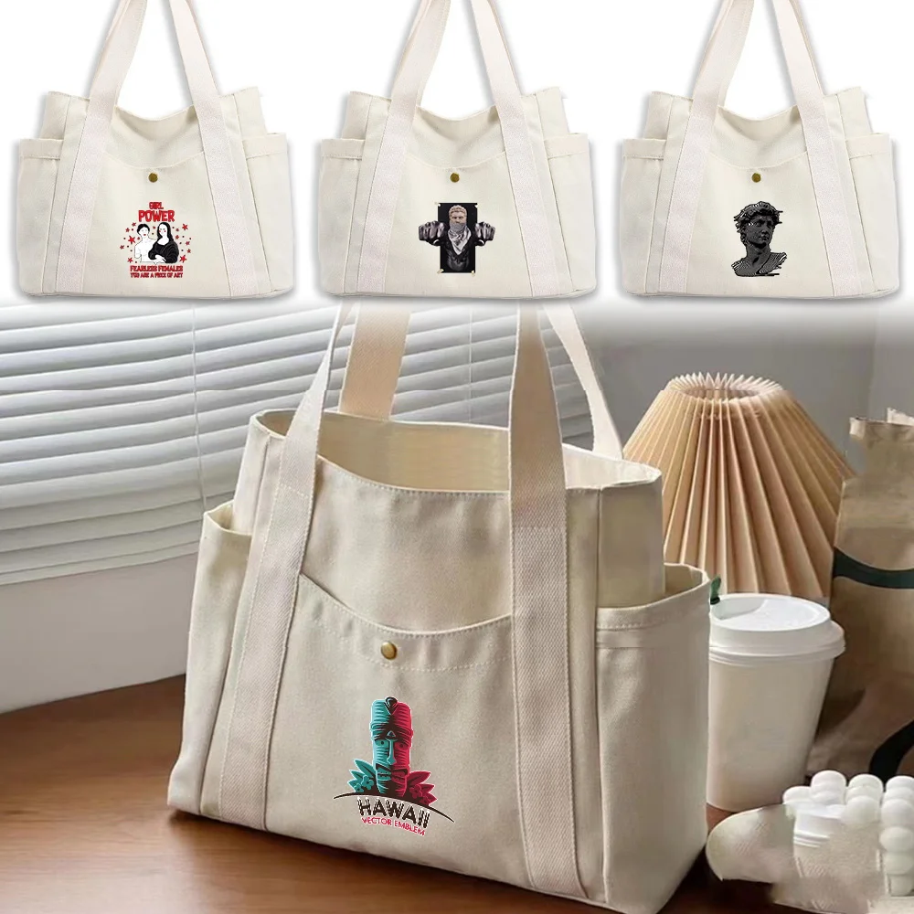 

Вместительная холщовая сумка через плечо в городском минималистичном стиле, женская дорожная сумка для покупок, серия «Скульптура», портативная сумка-тоут в студенческом стиле