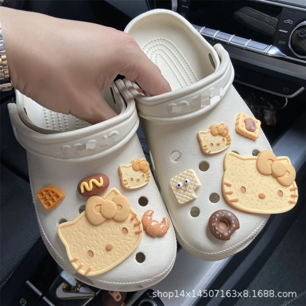 MINISO New Grilled KT Cat PVC Charm Shoes Accessories Garden Shoes Wooden Clogs Sandals DIY Decoration Birthday Party Gift