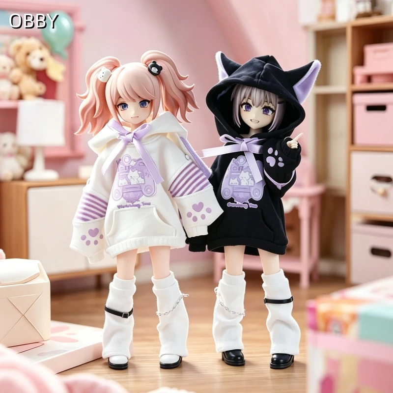 

Outfits For Blythe Doll Clothes Handmade Oversized Cat Ear Hoodie Suit For 1/6 Bjd Azone OB24 Doll Clothes For DLL dolls