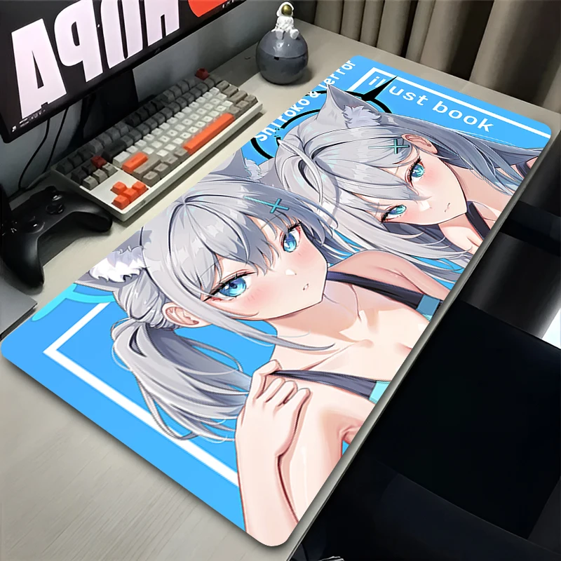 Cute Anime Mouse Pad Animation Office E-sports Gaming Table Mat Computer Keyboard Pads Blue Archive Sunaookami Shiroko Mouse Mat