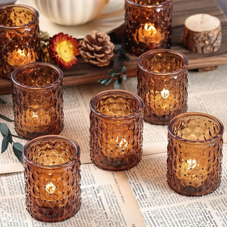 

Набор янтарных подсвечников по обету, стеклянный подсвечник для чайных свечей для свадебного декора в стиле бохо, янтарные подсвечники для домашнего декора, подарок